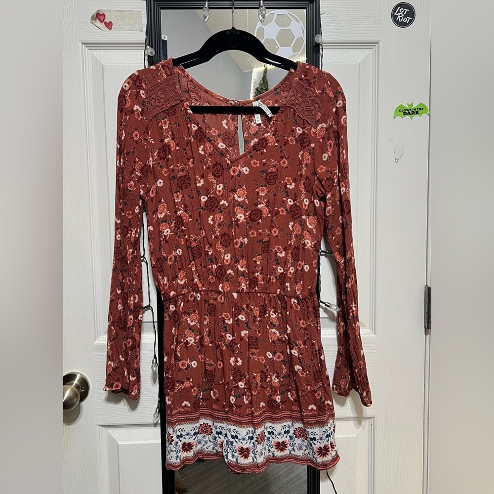 Mudd Rust Floral Jumpsuit